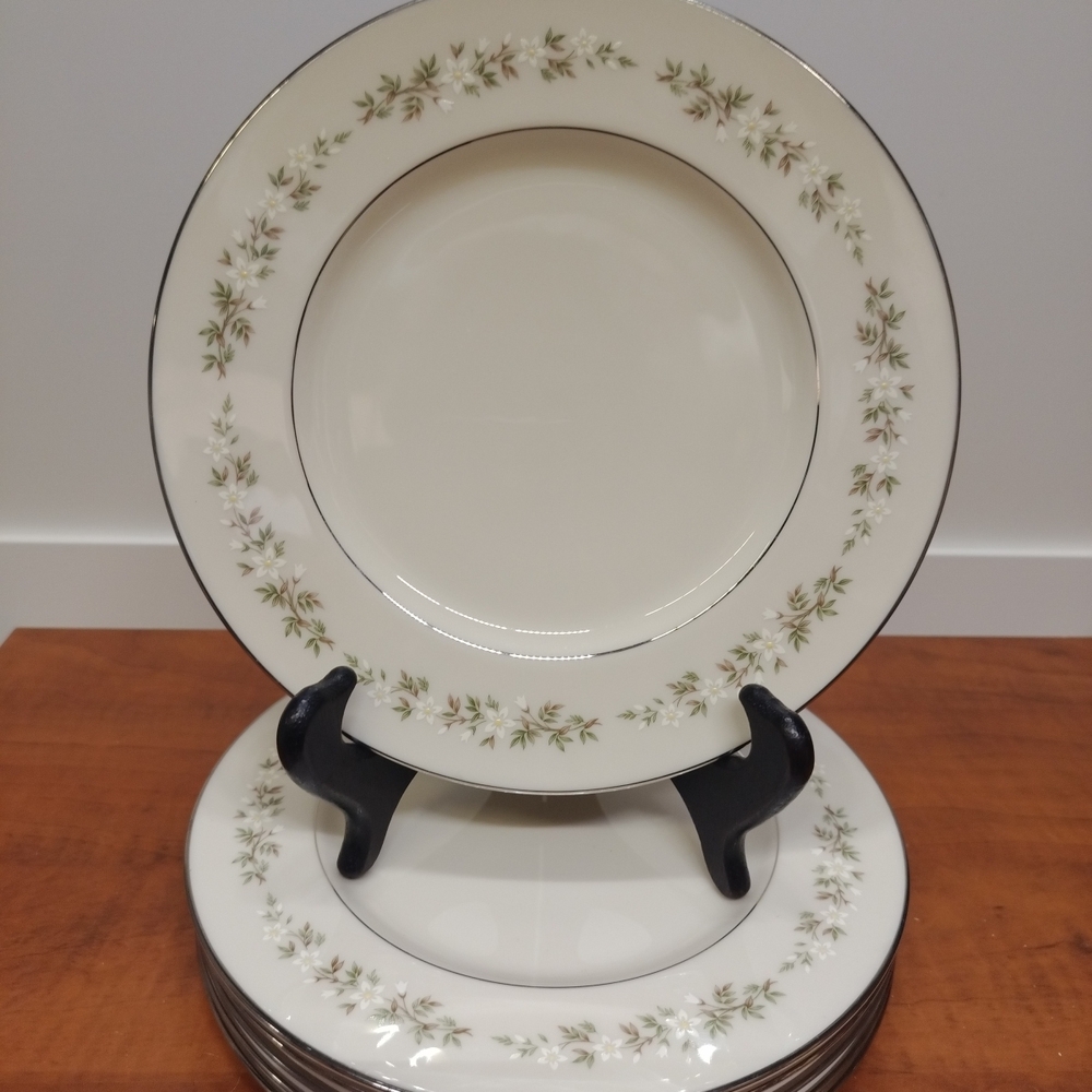 Brookdale by Lenox Fine China Salad Plates 6-Piece Set with Platinum Trim 8.5"